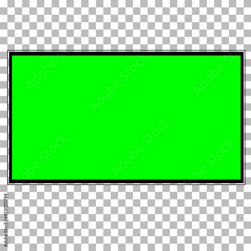 Panel with green screen on transparent background. Realistic TV LCD screen mockup. flat style.
