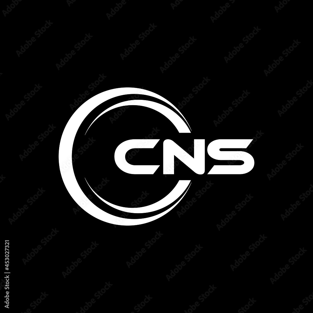 CNS letter logo design with black background in illustrator, vector