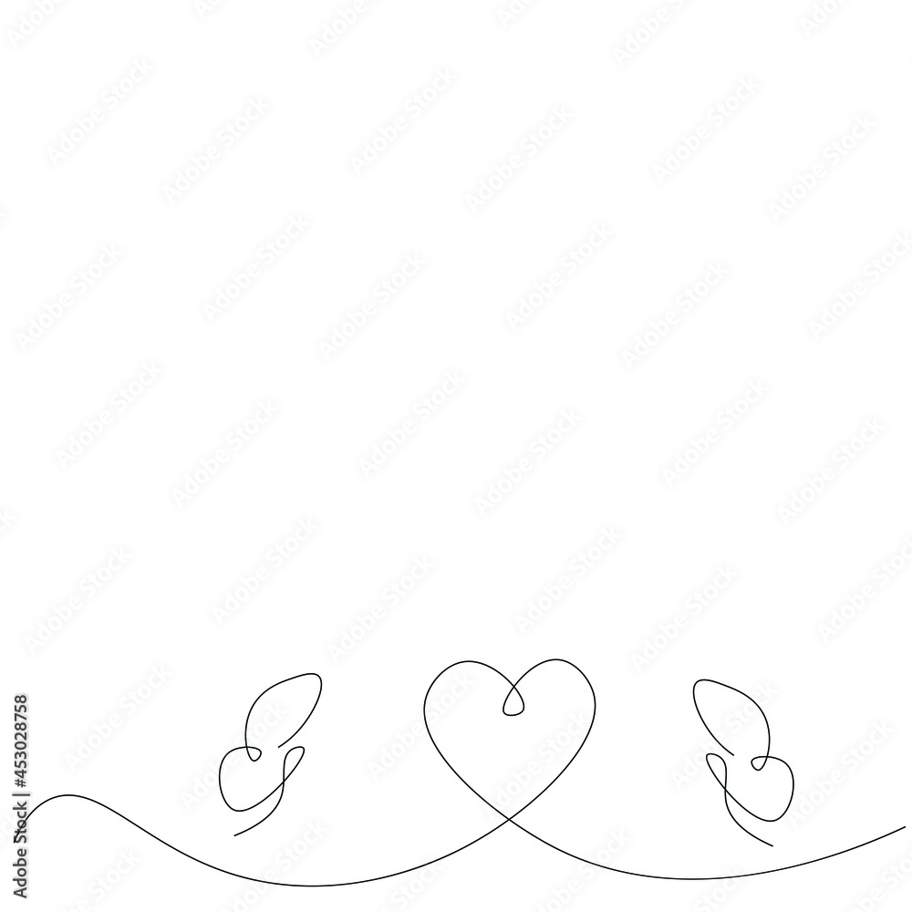 Butterfly flying with heart line drawing vector illustration Butterfly flying with heart line drawing vector illustration