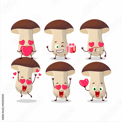 Porcini cartoon in character with love cute emoticon