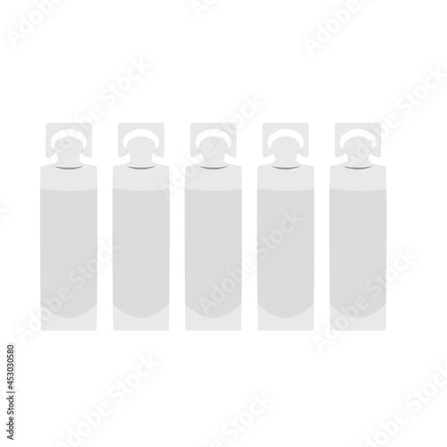 A vector illustration of medical plastic ampoules isolated on white background. Designed in gray colors.