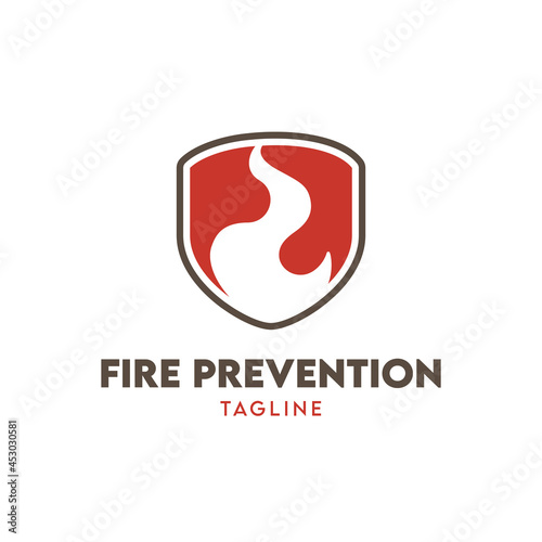 Fire shield logo, suitable for fire prevention logo or fire safety logo or fire guard department. Editable to change color and text