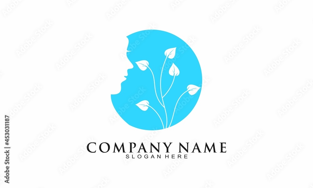 Natural girl beauty vector logo