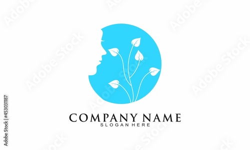 Natural girl beauty vector logo