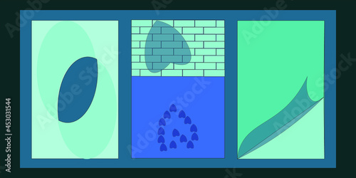 Set of Earth Day posters with green backgrounds, liquid shapes, leaves and elements. Layouts for prints, flyers, covers, banners design