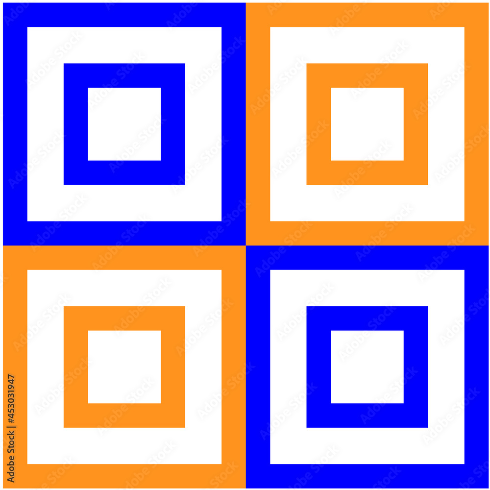 double layer square shape, line drawing style, orange, and blue color double layer square shape, line drawing style, orange, and blue color
