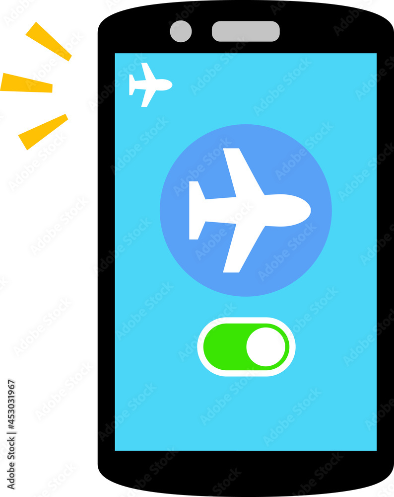 機内モードをオンにしたスマートフォン 機内モードをオンにしたスマートフォン