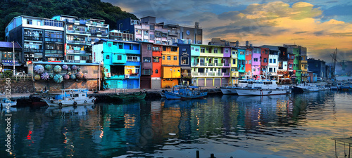 Colorful houses in Keelung, Taiwan