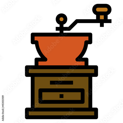 manual coffee grinder line icon