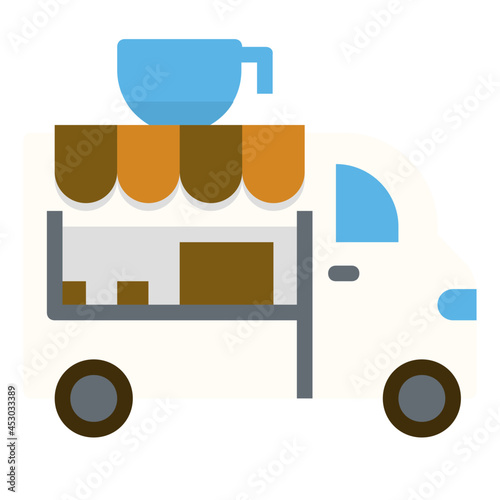 coffee truck flat icon