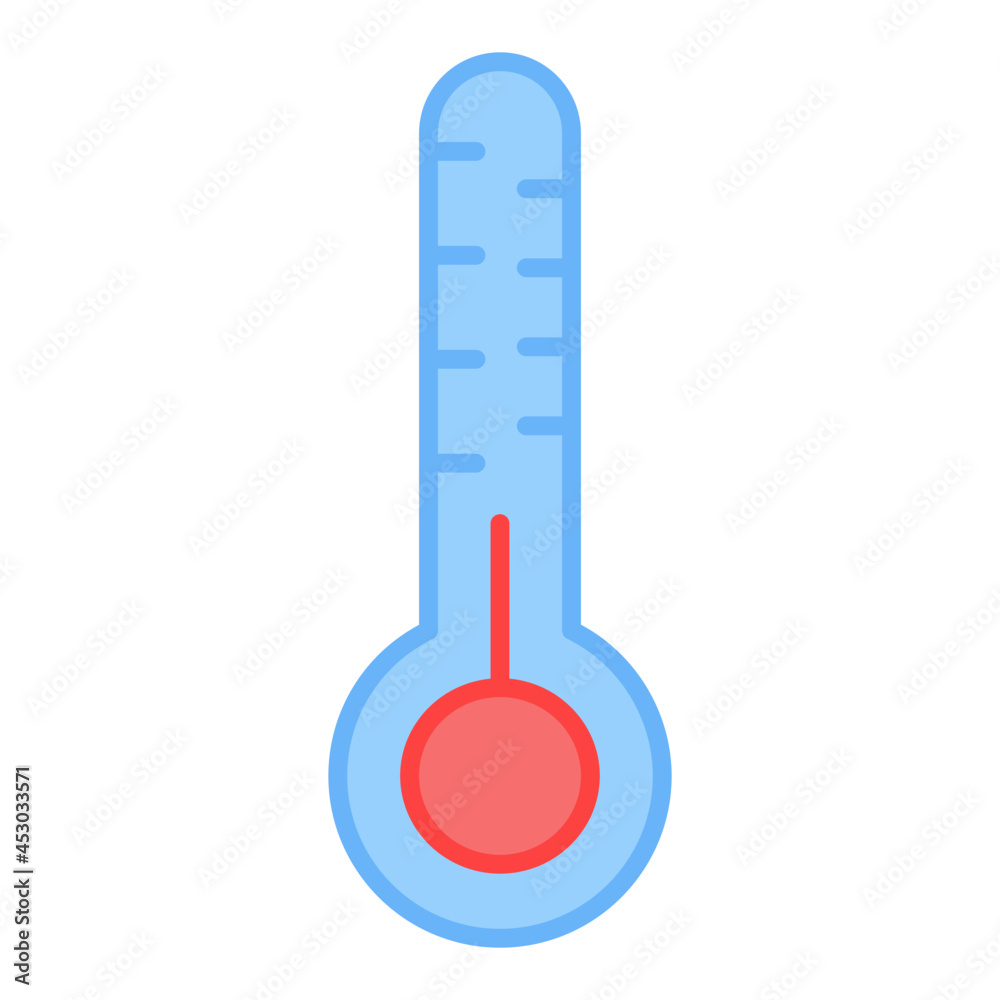 A temperature indicator icon, flat design of thermometer A temperature indicator icon, flat design of thermometer