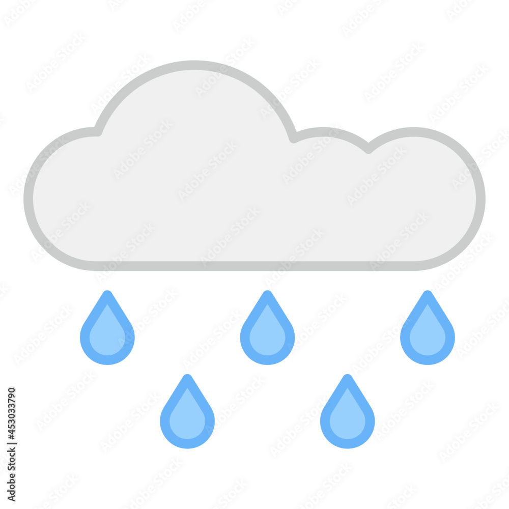 Cloud with raindrops, icon of rainfall Cloud with raindrops, icon of rainfall