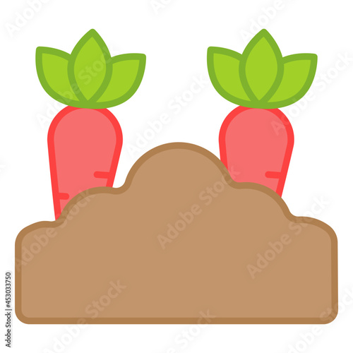A creative design icon of carrot cultivation