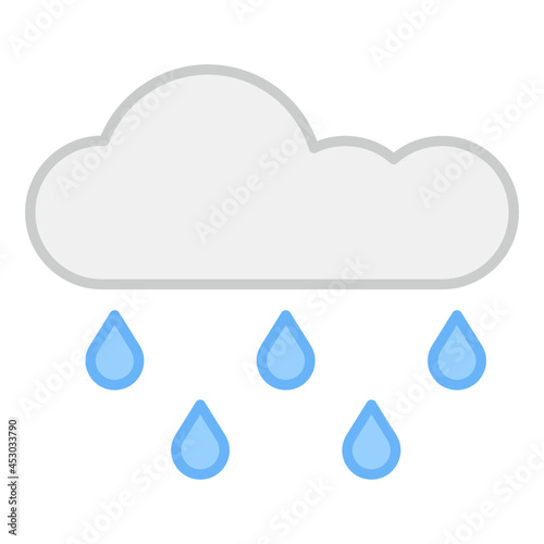 Cloud with raindrops, icon of rainfall