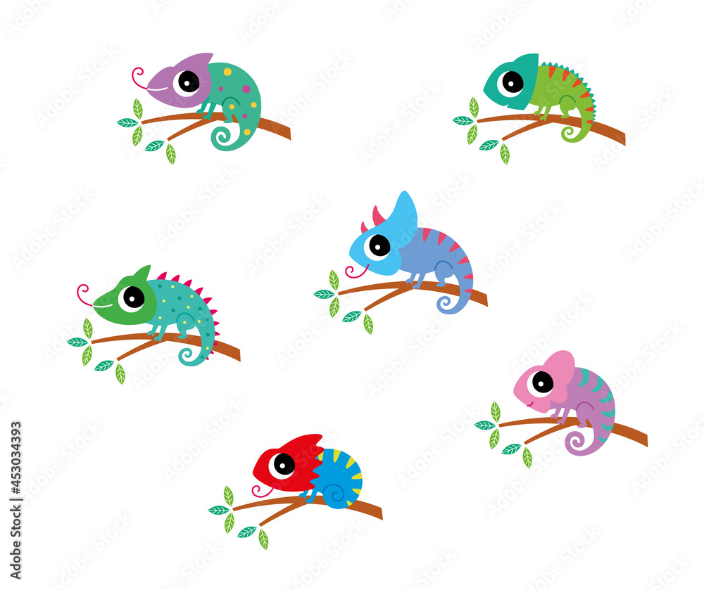 cute chameleon cartoon vector clipart drawing