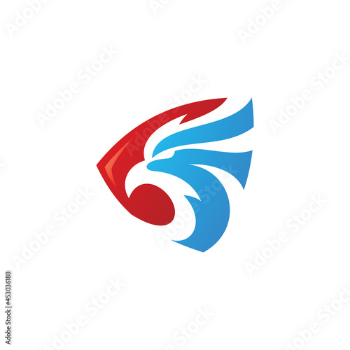 Eagle Security Logo, Falcon Bird Head and Shield Vector Icon