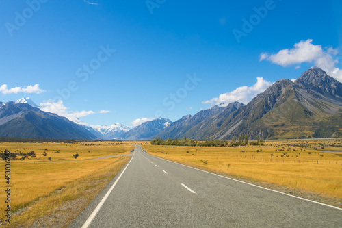 Road to Mt. Cook, New Zealand national park