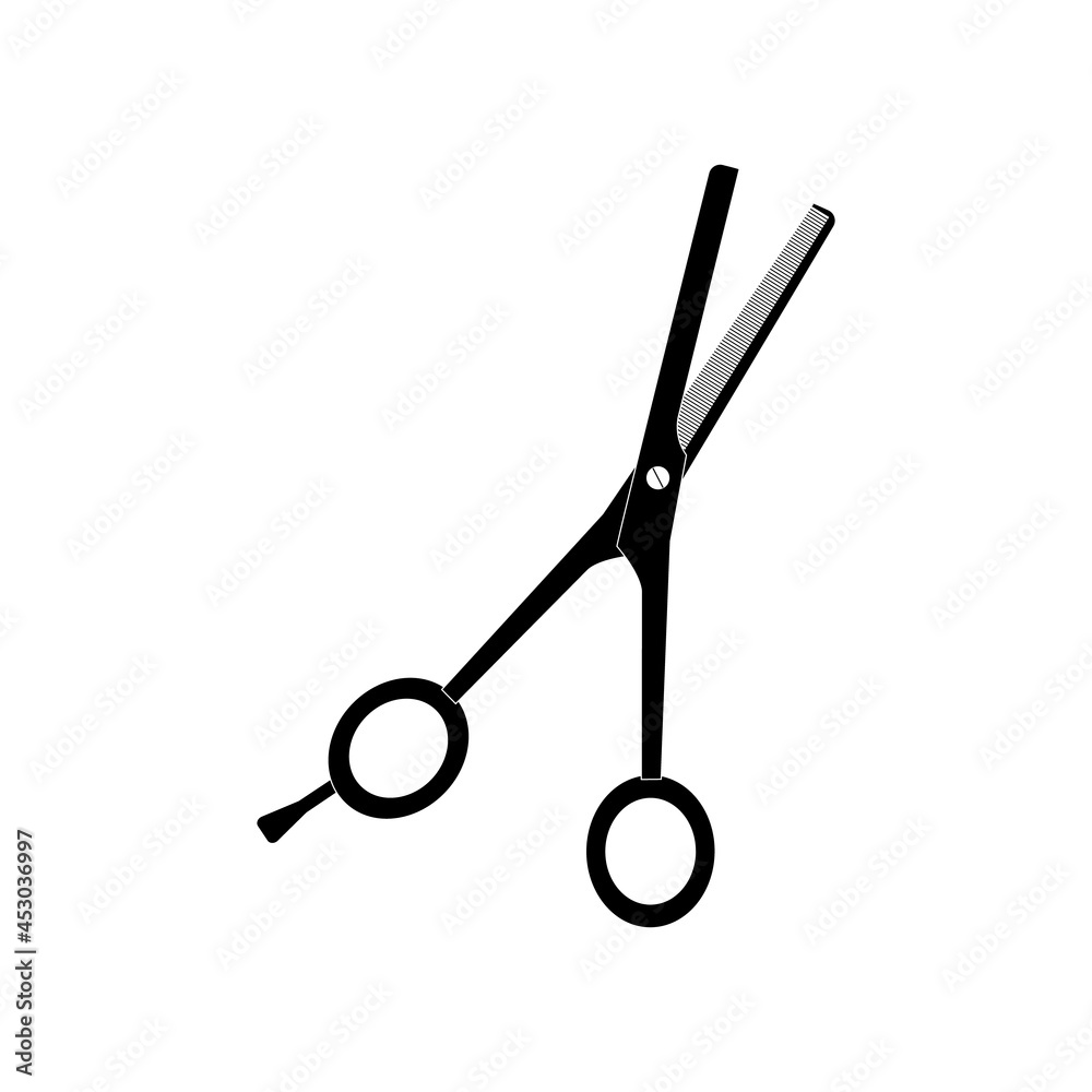 The icon of hairdressing milling scissors is black on a white background.