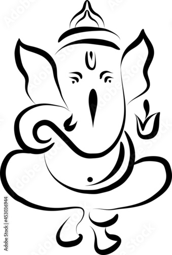 Ganesha The Lord Of Wisdom Calligraphic Style Vector Art Illustration for wedding..eps