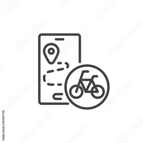 Routes bicycle tour line icon
