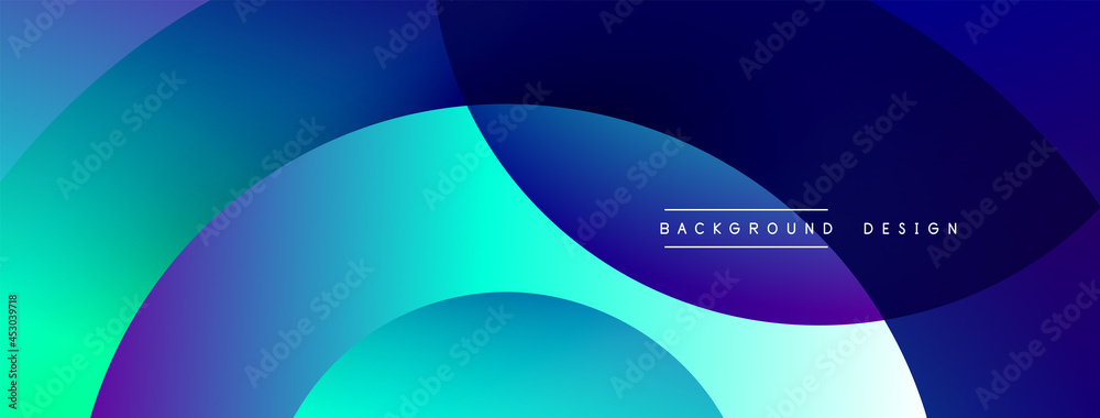 Fototapeta premium Abstract overlapping lines and circles geometric background with gradient colors