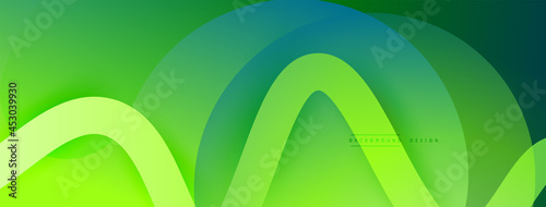 Abstract gradient background with wave line with shadow effect. Geometric composition. 3D shadow effects and fluid gradients