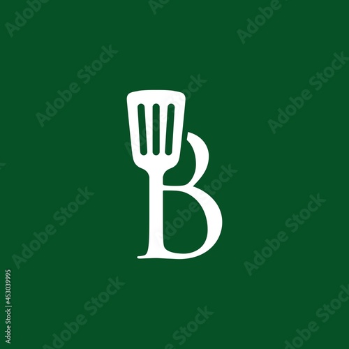 b letter spatula kitchen restaurant chef logo vector icon illustration