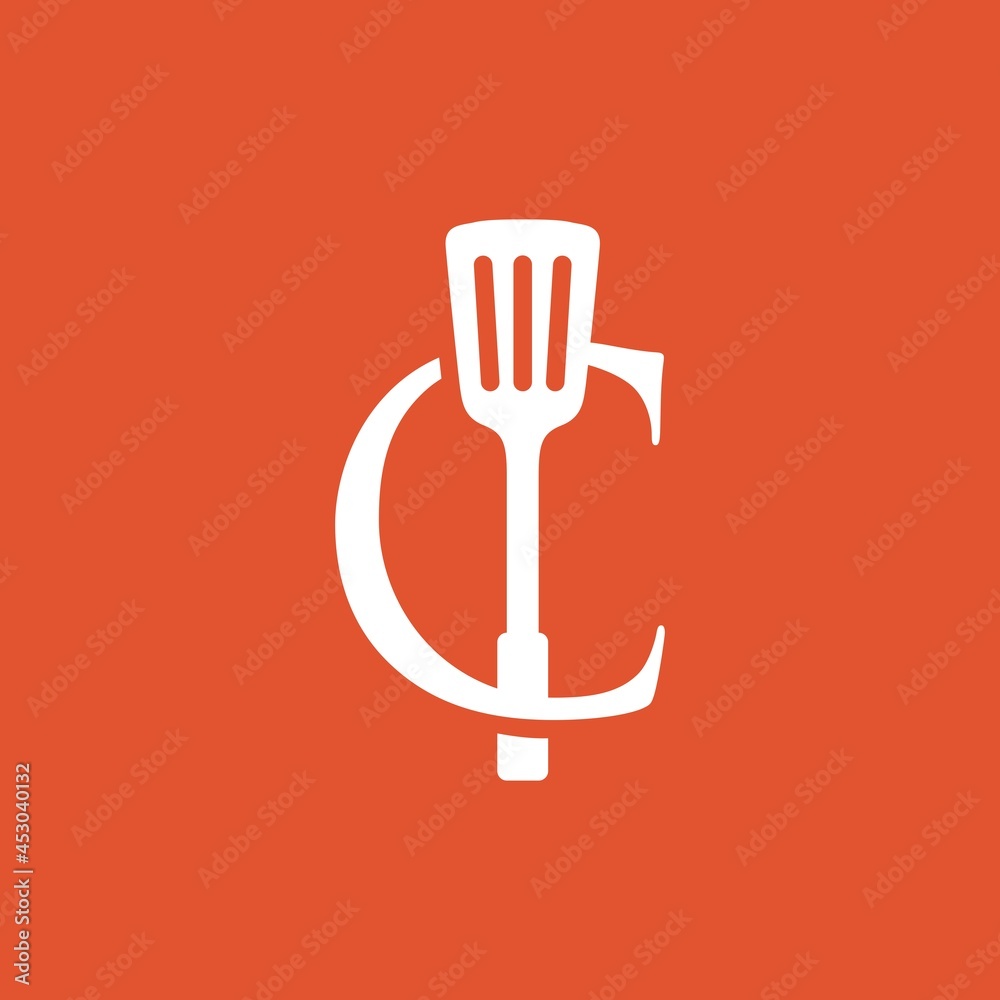 c letter spatula kitchen restaurant chef logo vector icon illustration c letter spatula kitchen restaurant chef logo vector icon illustration