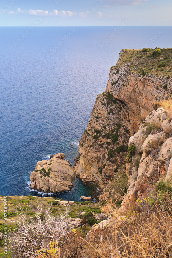 Landscape with cliffs on the coast of Moraira