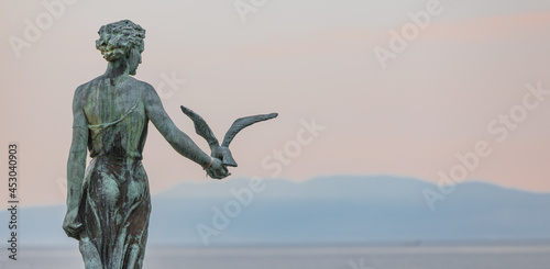statue at the beach of opatija city in croatia