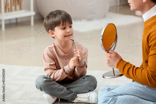 Little boy training pronoun...