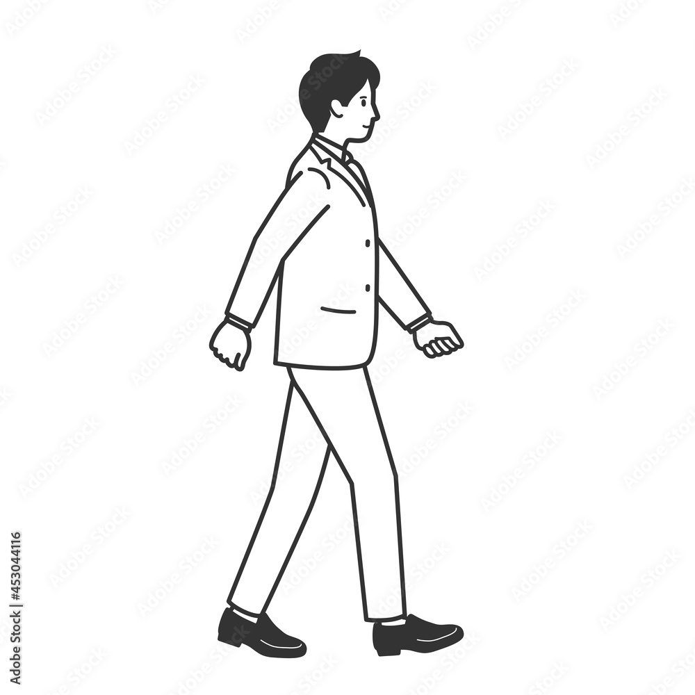 男性 ビジネス 歩く スーツ 単色 男性 ビジネス 歩く スーツ 単色
