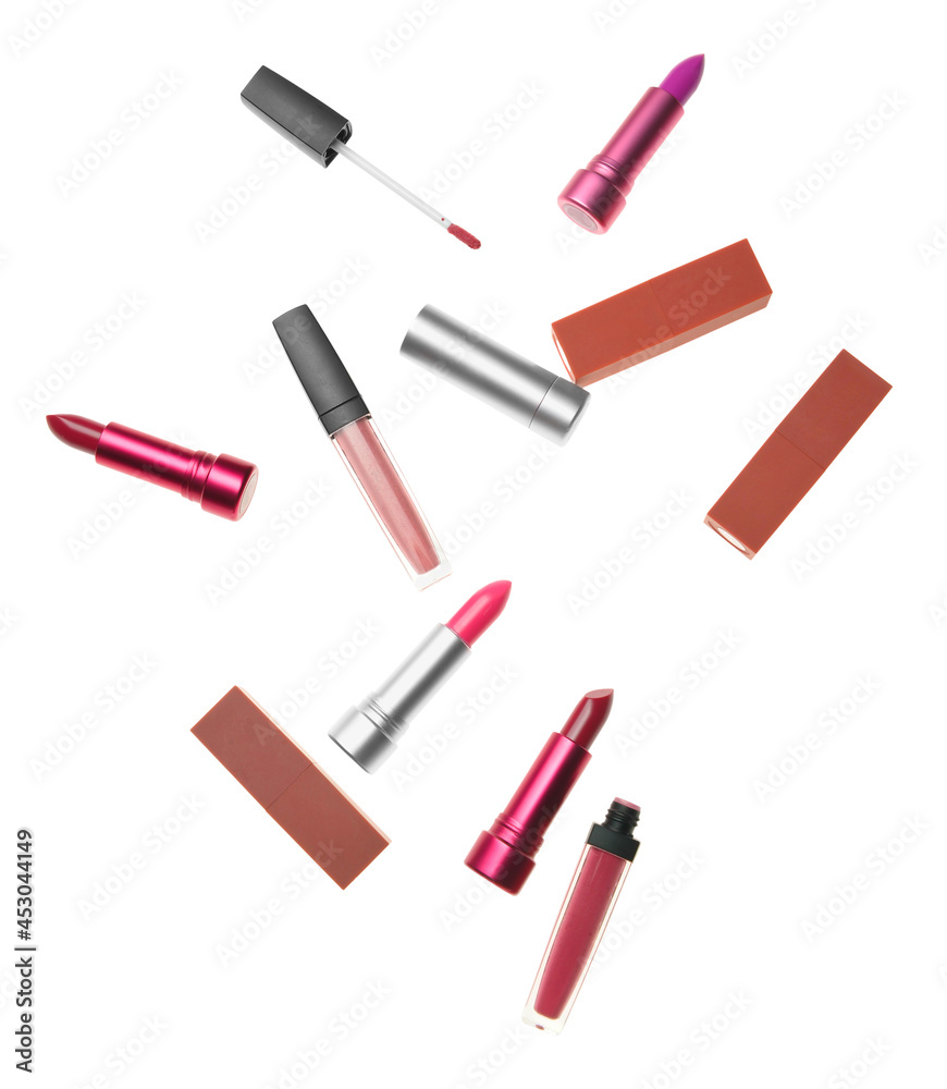 Set of lipsticks on white background Set of lipsticks on white background