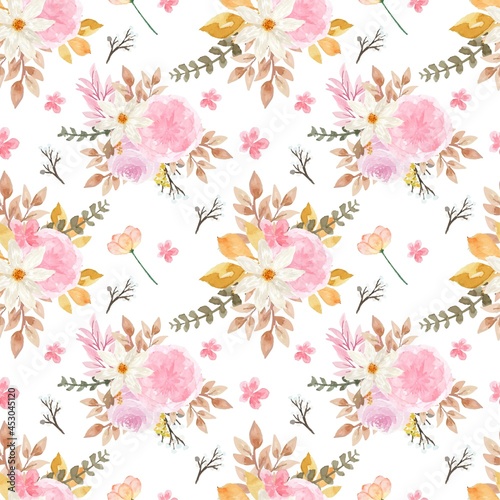 Beautiful Floral Seamless Pattern With Autumn Flowers