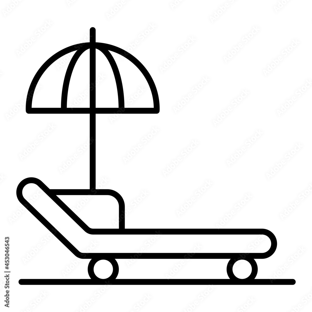 Relaxing chair with umbrella denoting concept of deck chair

