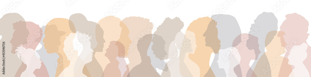 People of different ethnicities together. Flat vector illustration.	