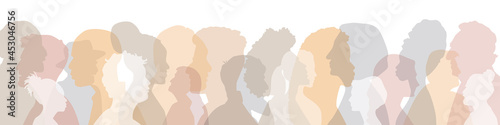People of different ethnicities together. Flat vector illustration.	
