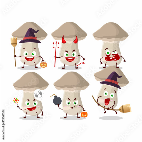 Halloween expression emoticons with cartoon character of toadstool