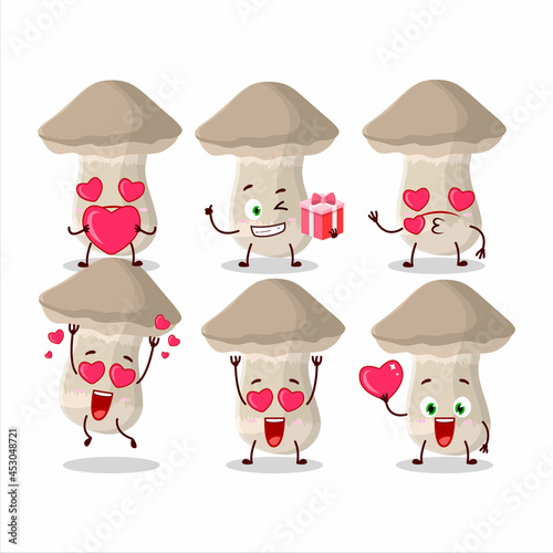 Toadstool cartoon inn character with love cute emoticon