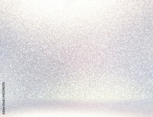 Xmas white shimmer empty room 3d background. Light winter holidays decor studio.