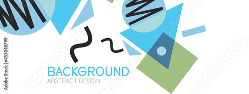 Abstract background. Blocks, lines, triangles, circles composition. Techno or business concept for wallpaper, banner, background, landing page
