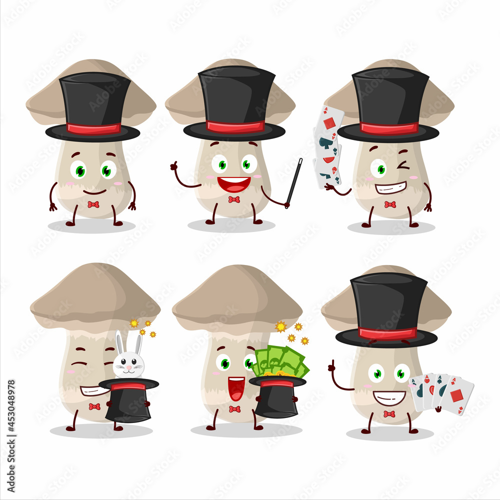 A toadstool Magician cartoon character perform on a stage A toadstool Magician cartoon character perform on a stage