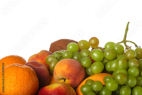 Fresh fruits on white background  closeup