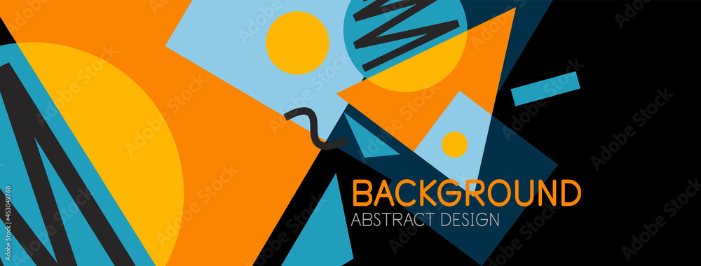 Abstract background. Blocks, lines, triangles, circles composition. Techno or business concept for wallpaper, banner, background, landing page Abstract background. Blocks, lines, triangles, circles composition. Techno or business concept for wallpaper, banner, background, landing page