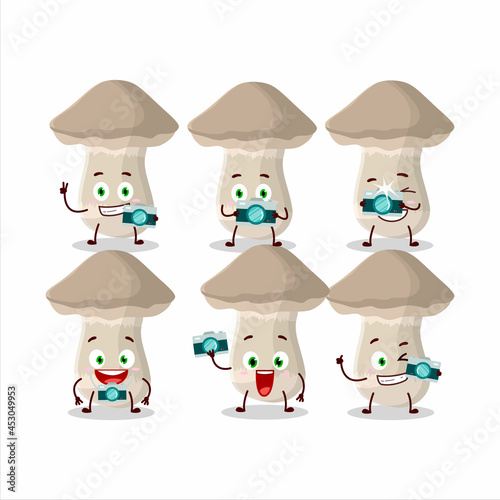 Photographer profession emoticon with toadstool cartoon character