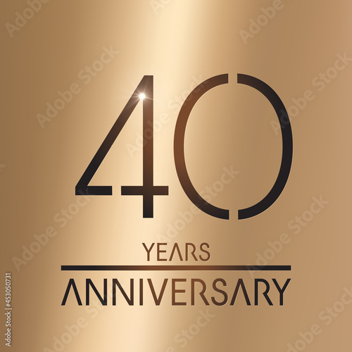 40 years anniversary vector icon,  logo. Design element with golden number on background for 40th anniversary