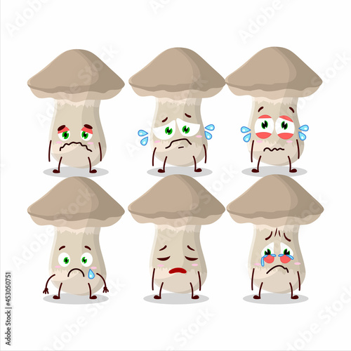 Toadstool cartoon in character with sad expression