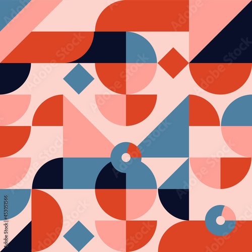 Fototapeta Naklejka Na Ścianę i Meble -  Abstract geometric mural colorful seamless pattern in Bauhaus style. pattern design