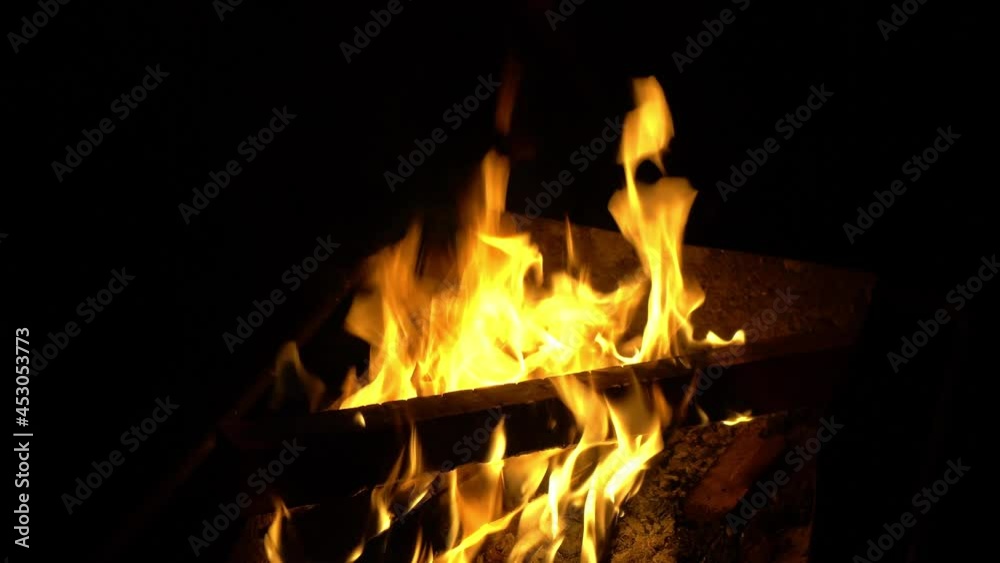 Burning bonfire on black background Burning bonfire on black background