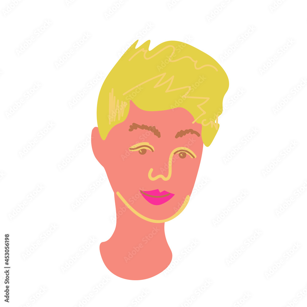 Portrait of a man with a beard representative of the LGBT European race hand drawn.Simple avatar of a man in flat drawing style.Design for social networks,web,packaging,posters,postcards,stickers. Portrait of a man with a beard representative of the LGBT European race hand drawn.Simple avatar of a man in flat drawing style.Design for social networks,web,packaging,posters,postcards,stickers.